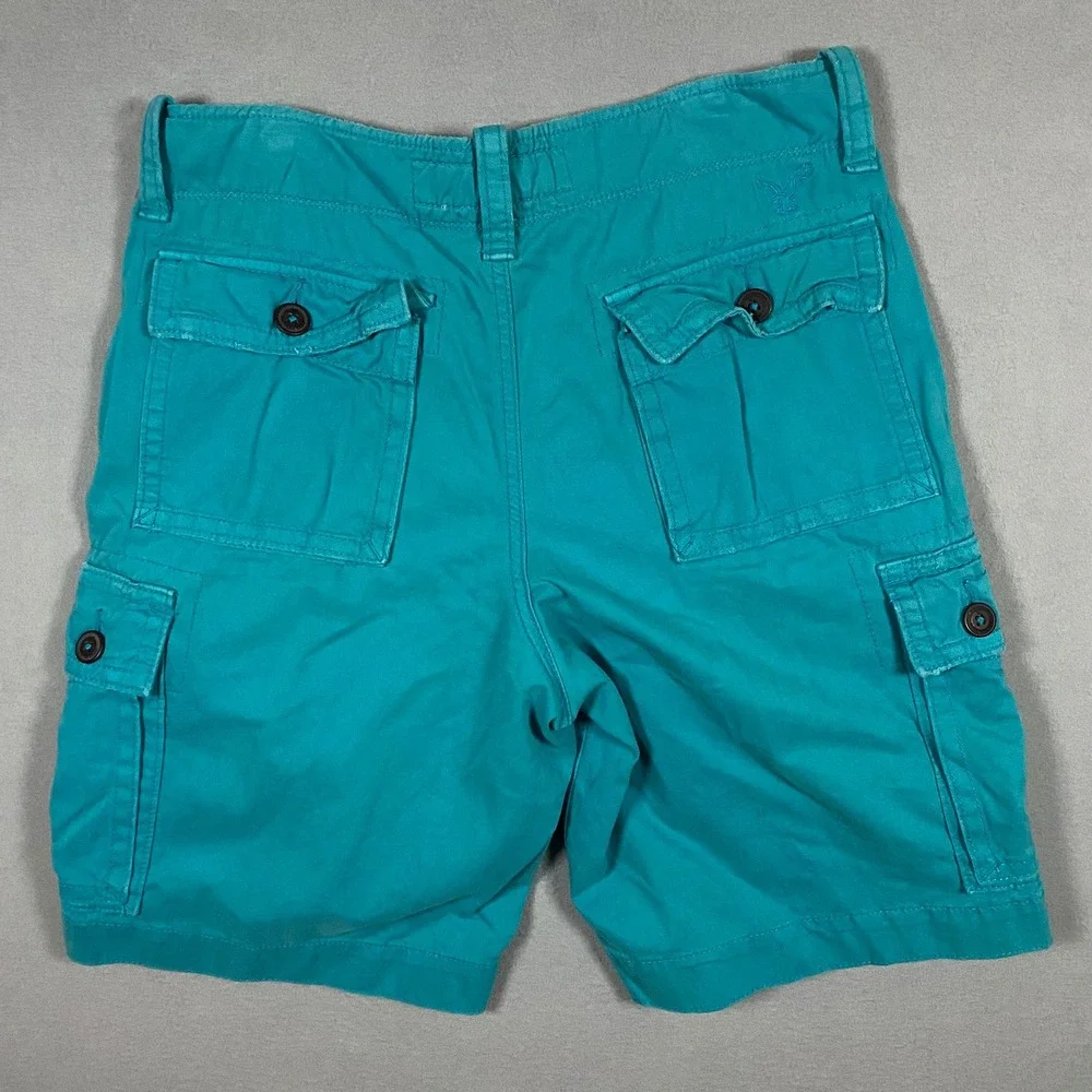 American Eagle Classic Cargo Shorts Mens 31 Teal Blue Cotton‎ Twill 3239-1046-05
